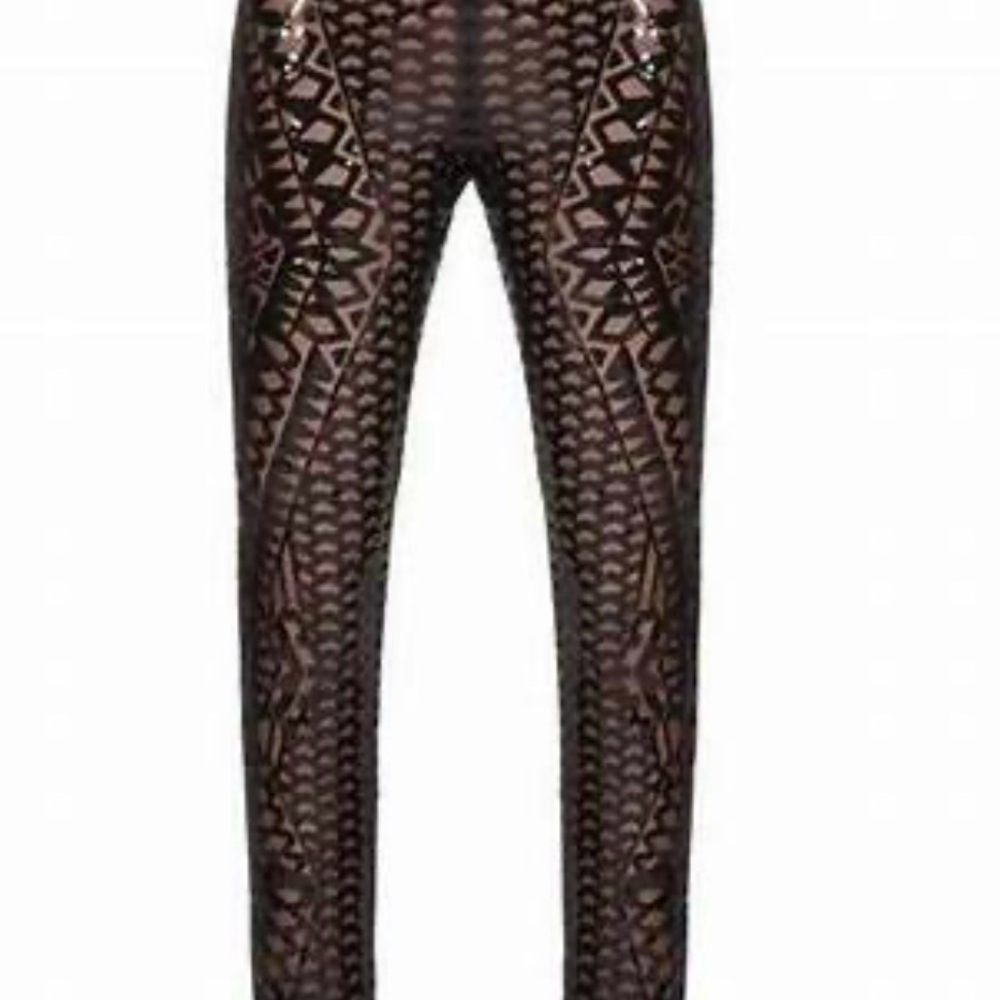 BCBGMaxAzria Black Dena Mosaic Sequence Legging Large - Picture 4 of 15